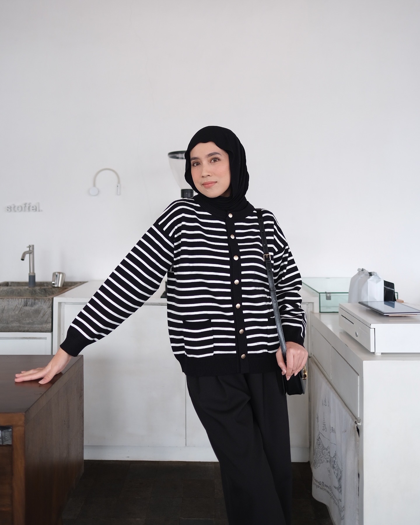 ASCA KNIT CARDI - BLACK