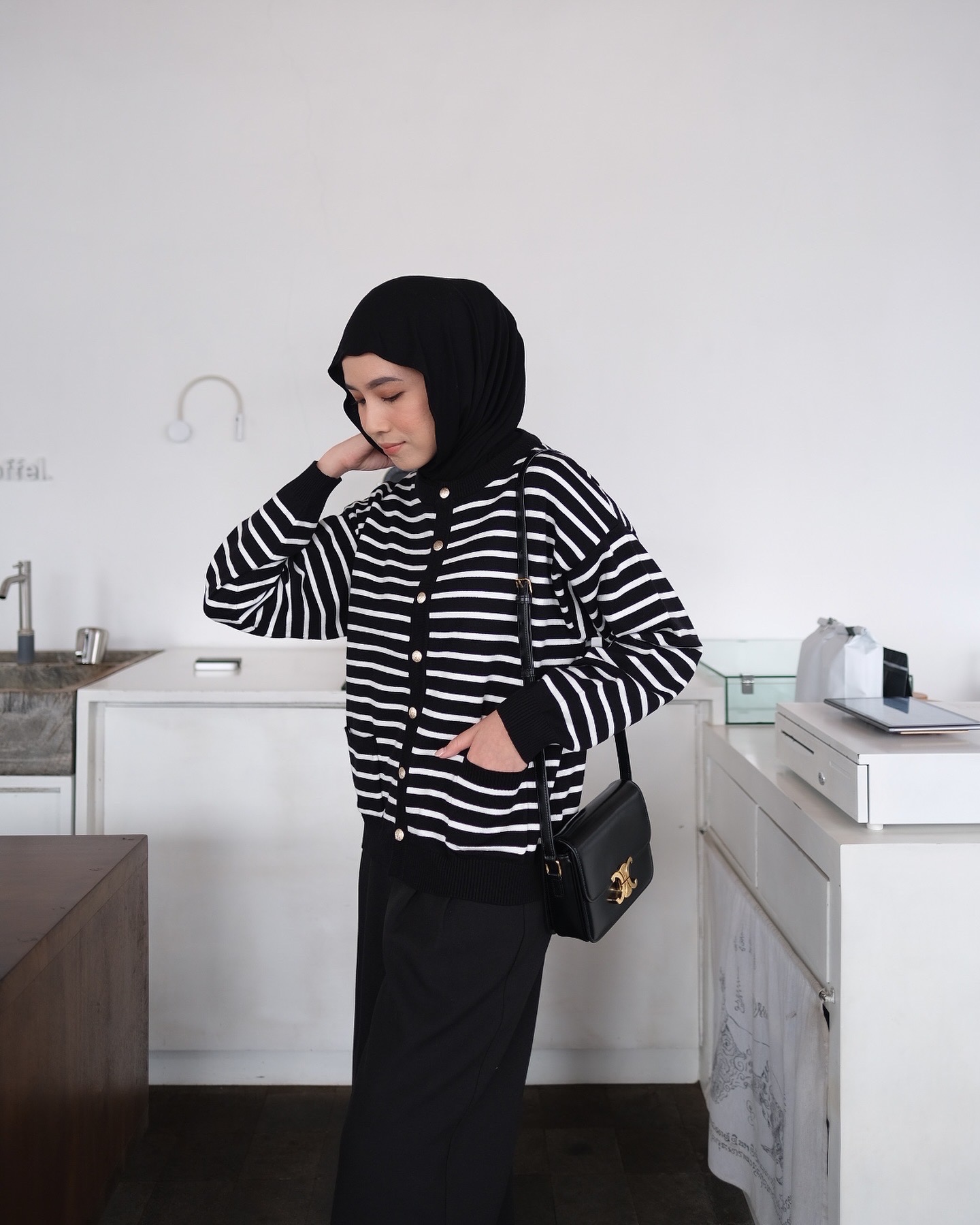 ASCA KNIT CARDI - BLACK