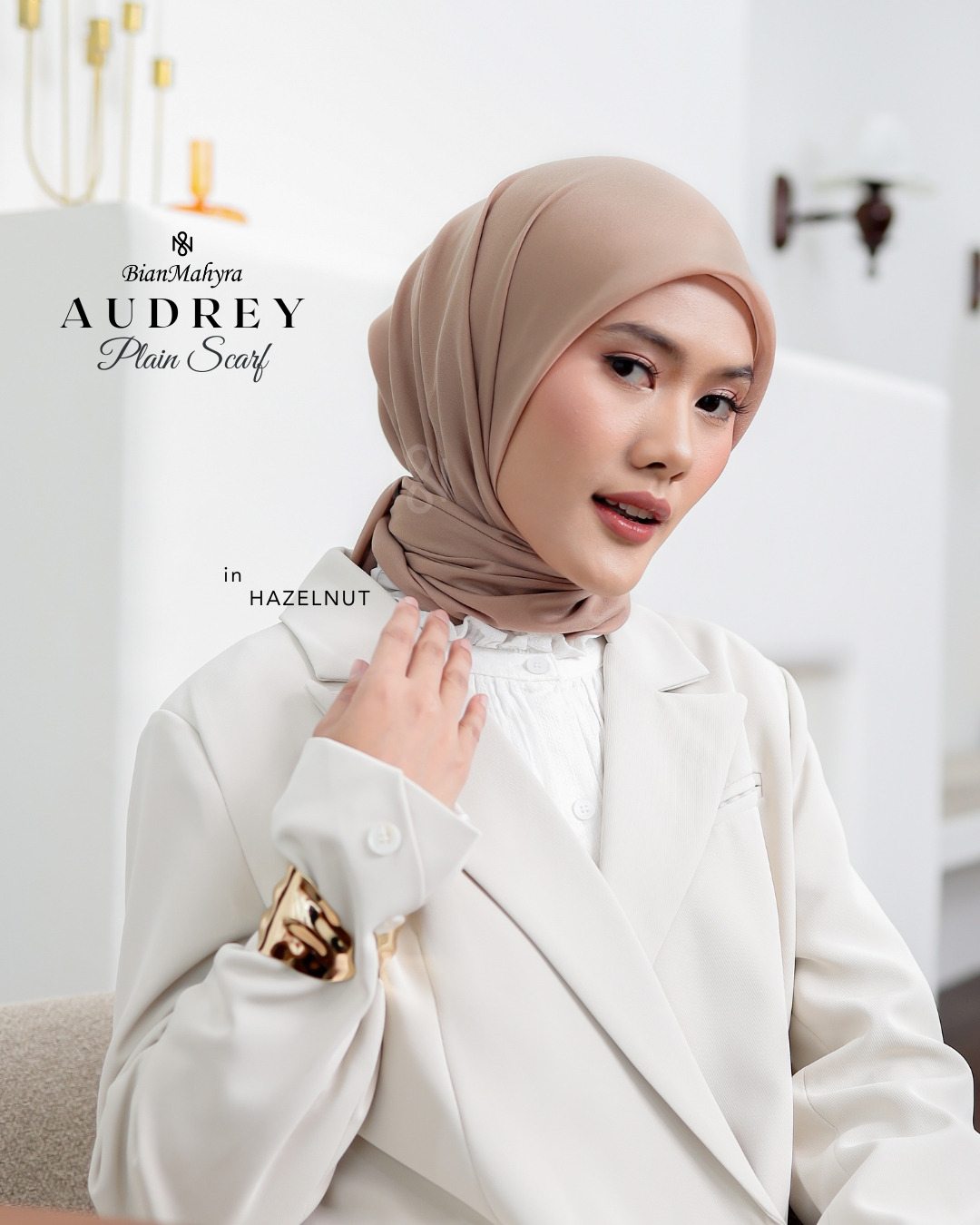 Audrey Plain Scarf Brown & Orange Series (Premium Voal)