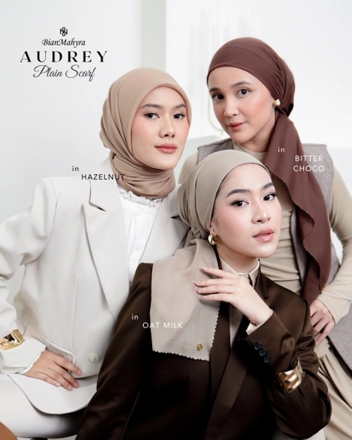 Image of Audrey Plain Scarf Brown & Orange Series (Premium Voal)