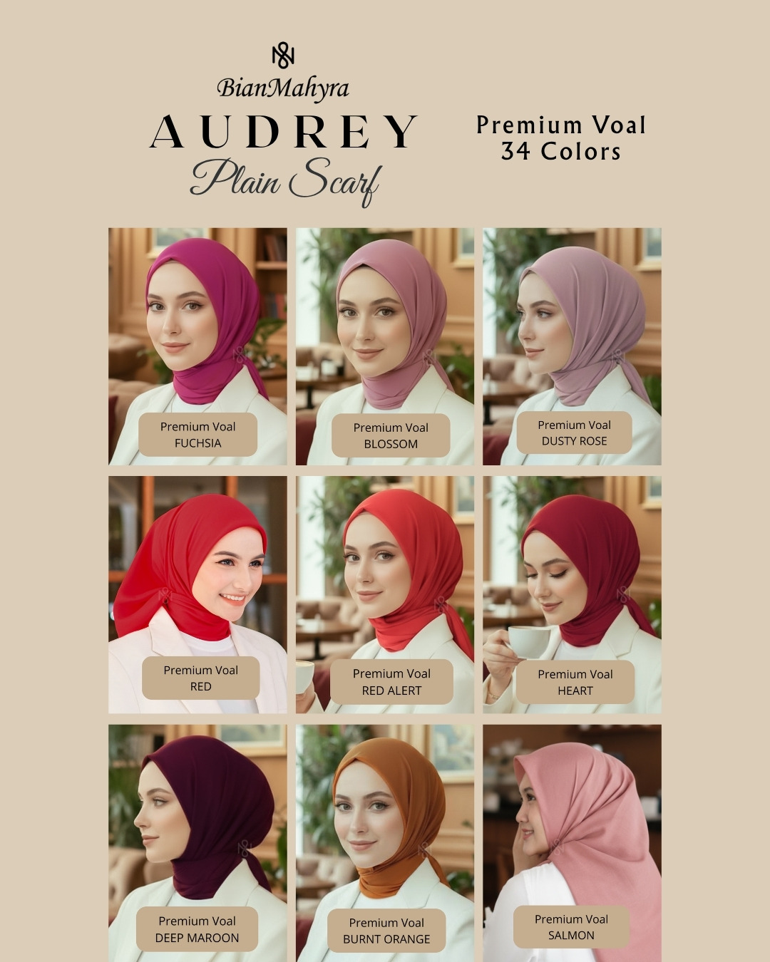 Audrey Plain Scarf (Premium Voal)