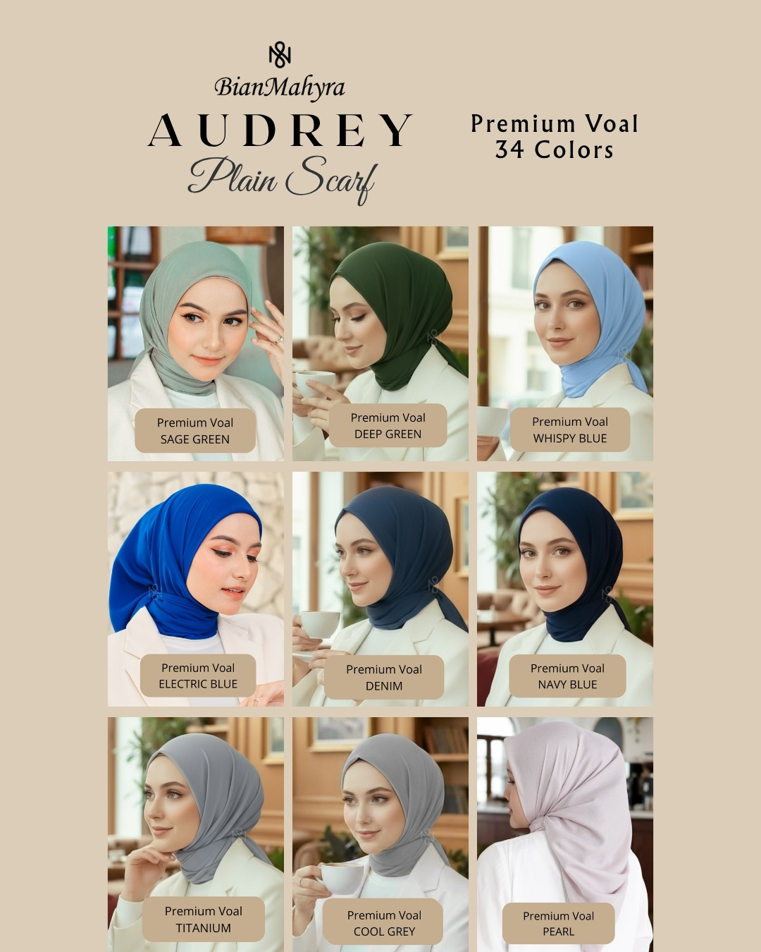 Audrey Plain Scarf (Premium Voal)