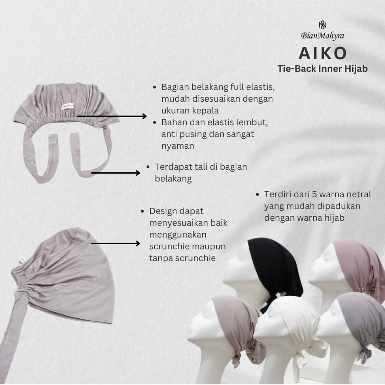 Aiko Tie-Back Inner Hijab