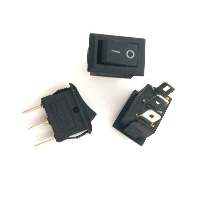 ROCKER SWITCH MINI 3 PIN WARNA HITAM AC 250V 3A ON-OFF I / O SPDT 15MM