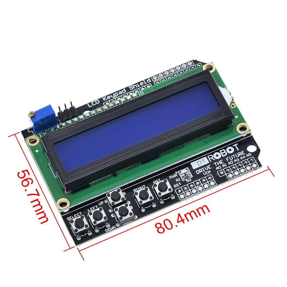 LCD KEYPAD SHIELD - LCD 1602 / 16X2 SHIELD - ARDUINO UNO