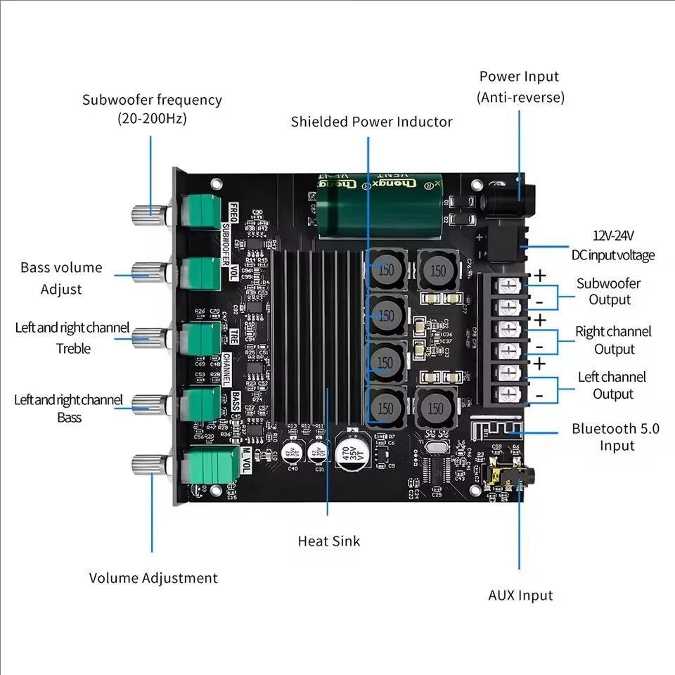 ZK TB21 2.1 Channel BT5.0 Digital Power Amplifier Modules with TPA3116D2 Chip