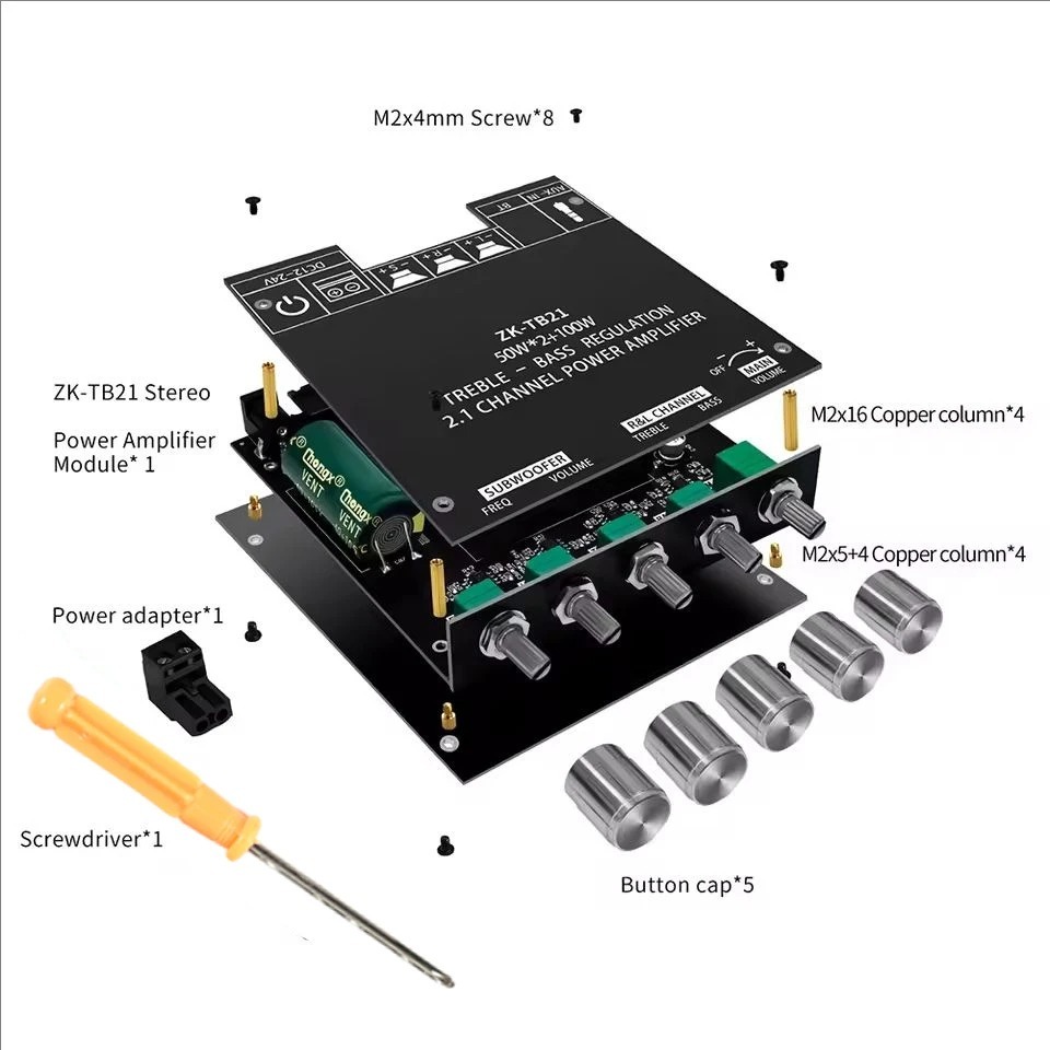 ZK TB21 2.1 Channel BT5.0 Digital Power Amplifier Modules with TPA3116D2 Chip