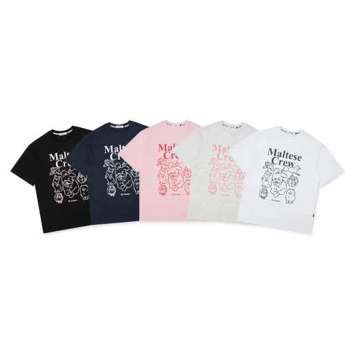 Image of Wai Kei Maltese Crew Line Graphic T-Shirt