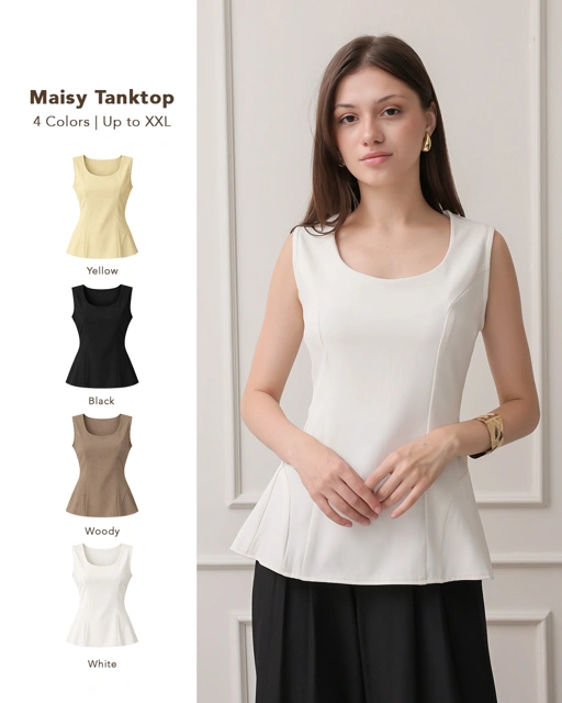 [Tutuloph] Maisy Tank Top | Atasan Sleeveless Round Neck | Tanktop Wanita Casual Elegan Big Size
