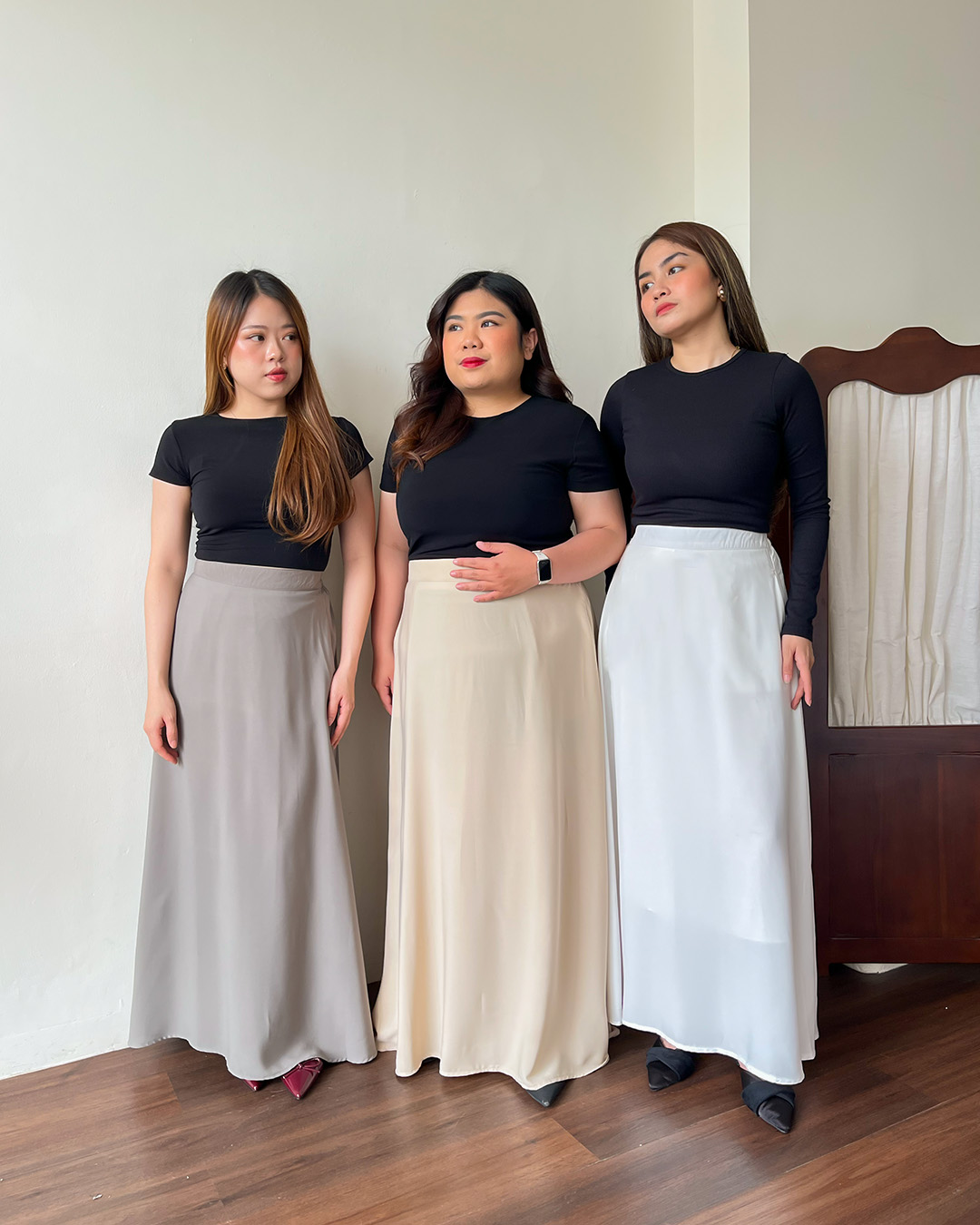 [Tutuloph] Jovie Long Skirt | Rok Minimalist Panjang Wanita Style Formal Casual | Pinggang Karet Bigsize Jumbo Normal