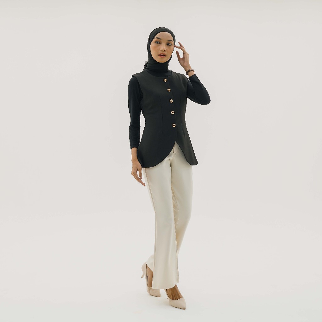 [Tutuloph] Calla Vest Top | Vest Wanita Premium Kancing Gold | Luaran Elegan & Casual – Koleksi Eksklusif Fit to Big Size