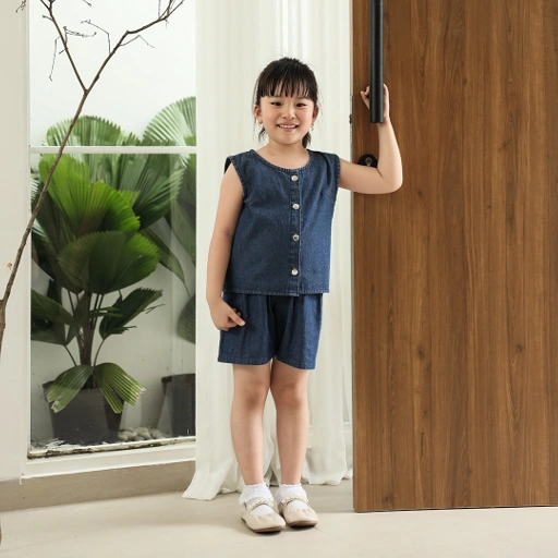Image of Valle Top Kids | Top Baju Denim Anak Perempuan | Usia 1-10 Tahun | Atasan Jeans  Anak Perempuan |  Fashion Anak | TutuKids