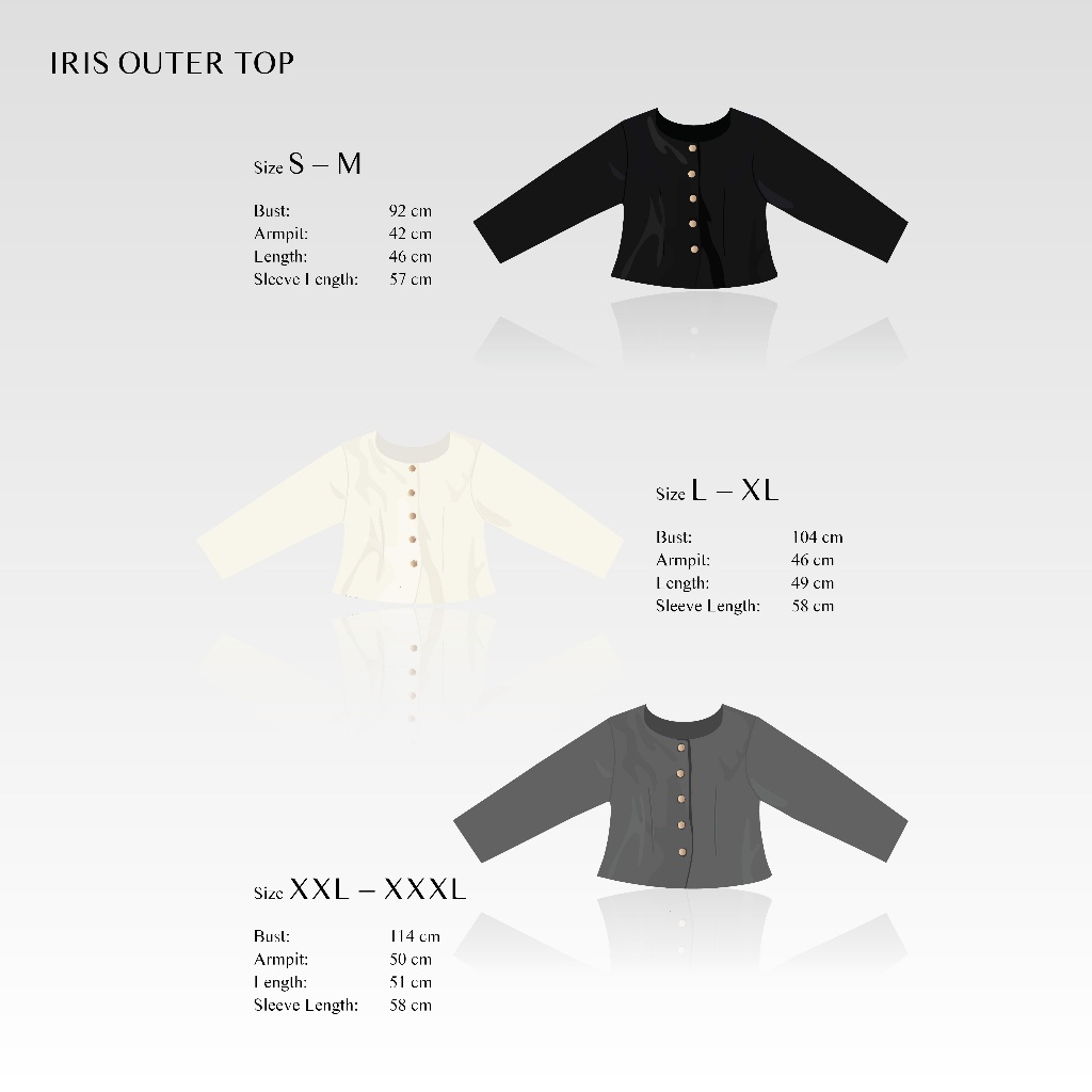 [Tutuloph] Iris Outer Top | Outer Wanita Premium Lengan Panjang | Luaran Casual Elegan – Koleksi Eksklusif Fit to Big Size