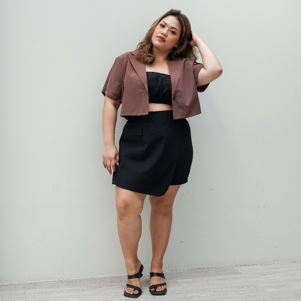 [Tutuloph] Kelly Blazer Cropped Short - Sleeve Blazer | Casual Blazer| Fashion Wanita Jumbo Normal Bigsize