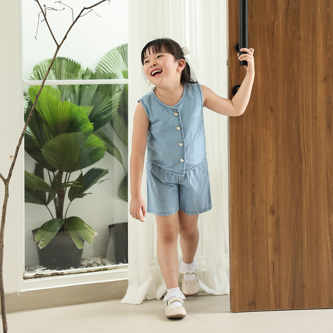 Valle Top Kids | Top Baju Denim Anak Perempuan | Usia 1-10Tahun | Atasan Jeans  Anak Perempuan |  Fashion Anak | TutuKids
