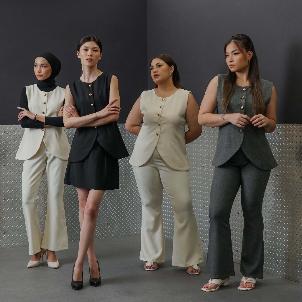 [Tutuloph] Calla Vest Top | Vest Wanita Premium Kancing Gold | Luaran Elegan & Casual – Koleksi Eksklusif Fit to Big Size