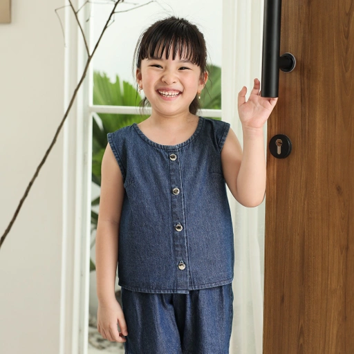 Image of Valle Top Kids | Top Baju Denim Anak Perempuan | Usia 1-10 Tahun | Atasan Jeans  Anak Perempuan |  Fashion Anak | TutuKids