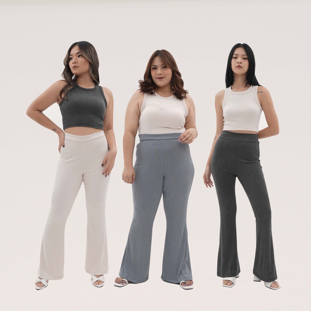 [Tutuloph] Laurel Pants | Knit Pants | Bell-bottoms Pants| Cutbray Pants Fashion Wanita Jumbo Normal Bigsize