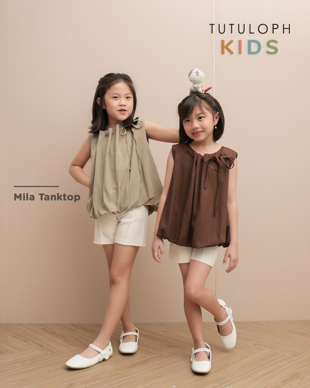 Mila Tank Top Kids | Blouse Tank Top Serut Fashion Anak Perempuan | Atasan Balloon Sleeveless Casual Round Neck | Usia 1-8 Tahun | TutuKids
