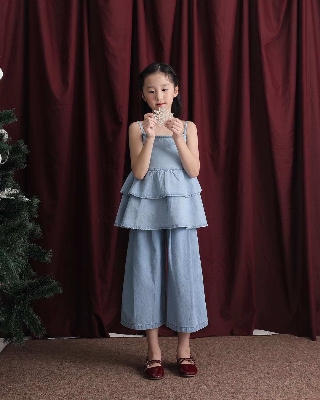 Karin Top Kids | Sleeveless Top Baju Denim Anak Perempuan | Usia 1-8 Tahun | Atasan Ruffle Jeans Anak Perempuan | Fashion Anak | TutuKids