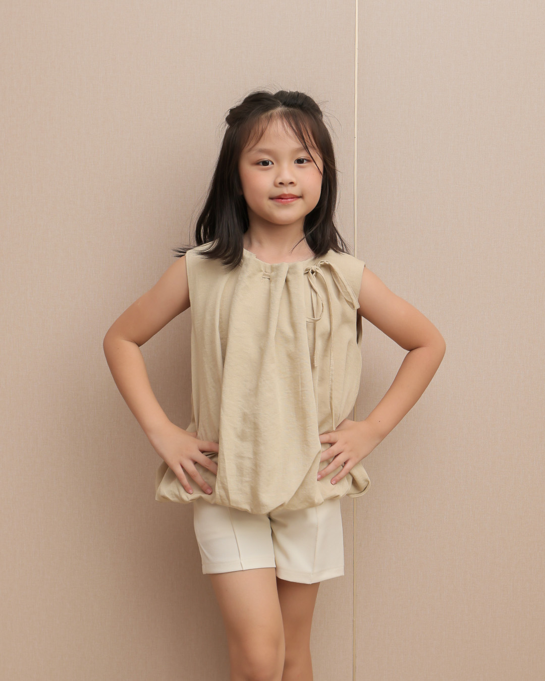 Mila Tank Top Kids | Blouse Tank Top Serut Fashion Anak Perempuan | Atasan Balloon Sleeveless Casual Round Neck | Usia 1-8 Tahun | TutuKids