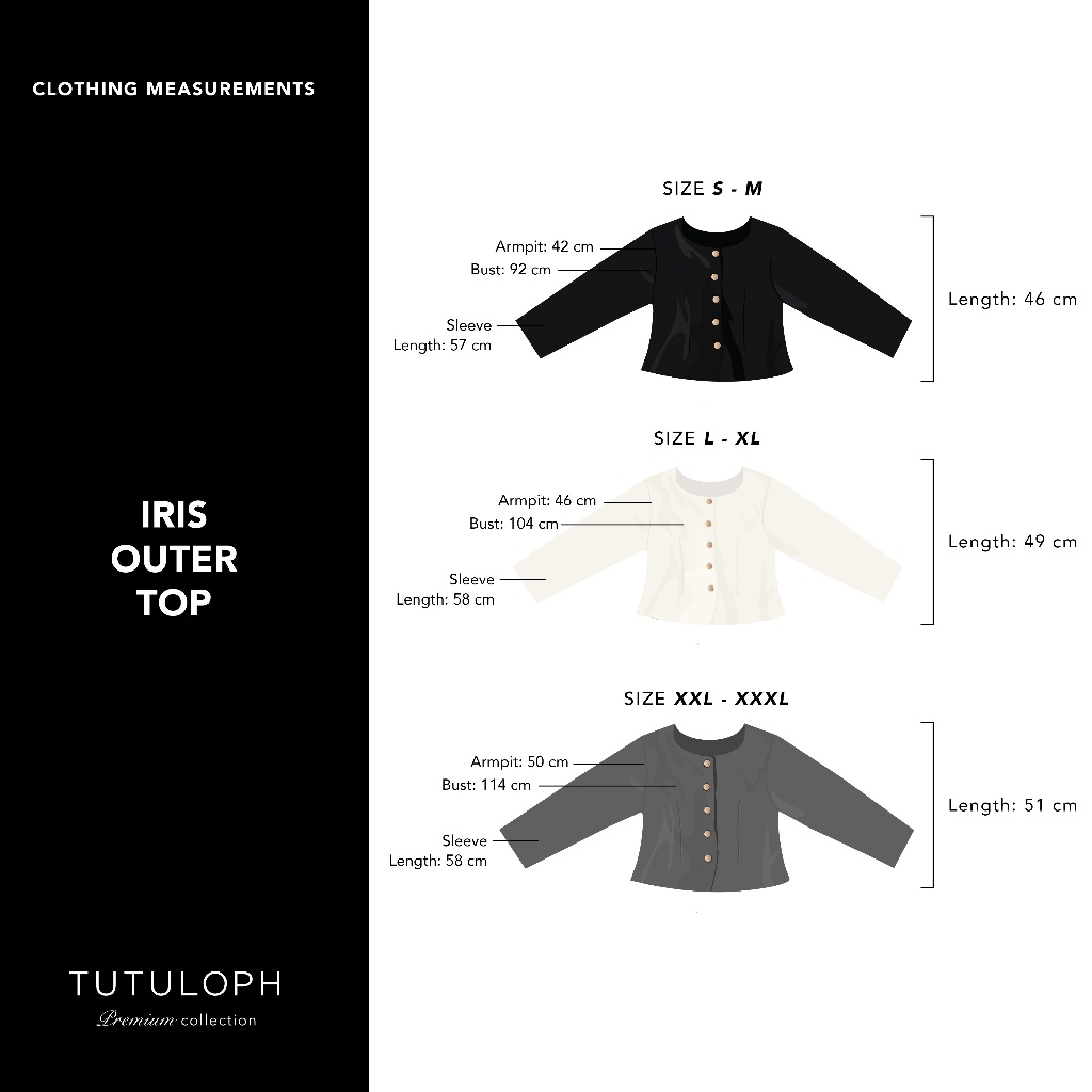 [Tutuloph] Iris Outer Top | Outer Wanita Premium Lengan Panjang | Luaran Casual Elegan – Koleksi Eksklusif Fit to Big Size