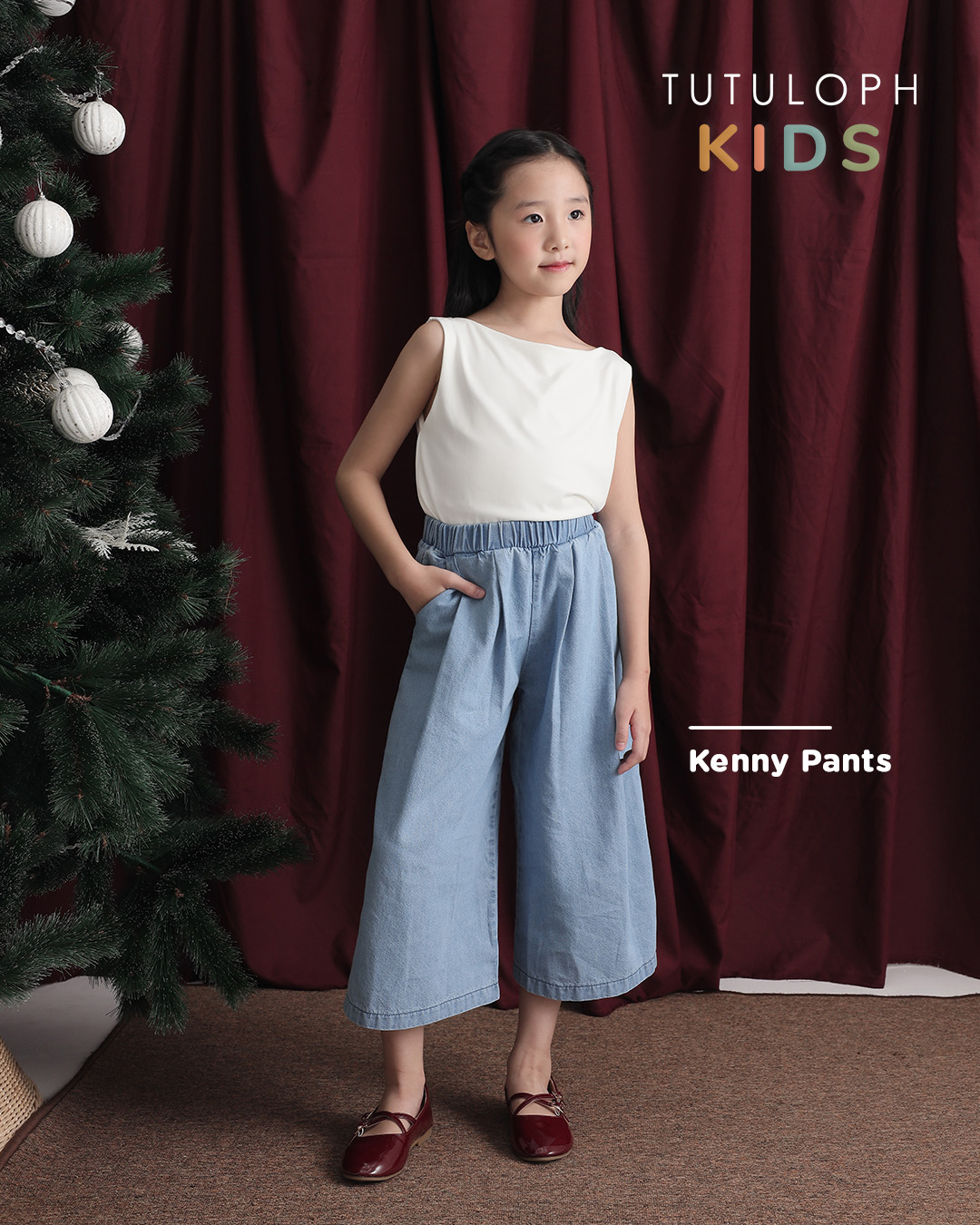 Kenny Pants Kids | Denim Kulot Anak Perempuan | Usia 1-8 Tahun | Celana Jeans Panjang 3/4 Anak | Fashion Anak | TutuKids