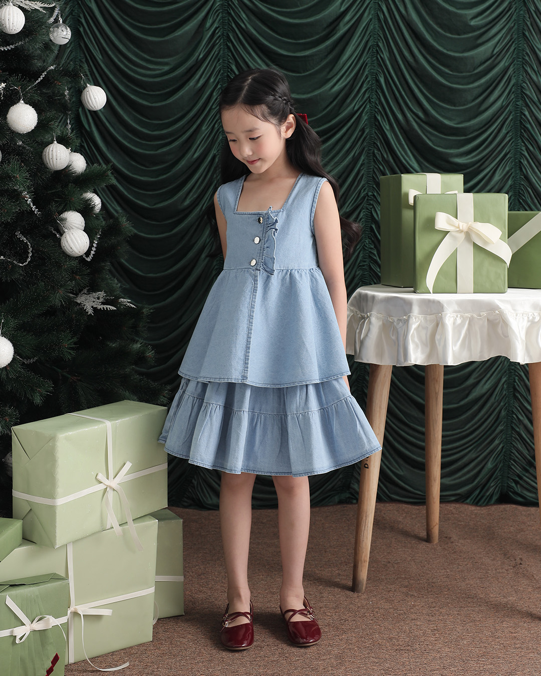Zia Top Kids | Button Top Baju Denim Anak Perempuan | Usia 1-8 Tahun | Atasan Jeans Anak Perempuan | Fashion Anak | TutuKids