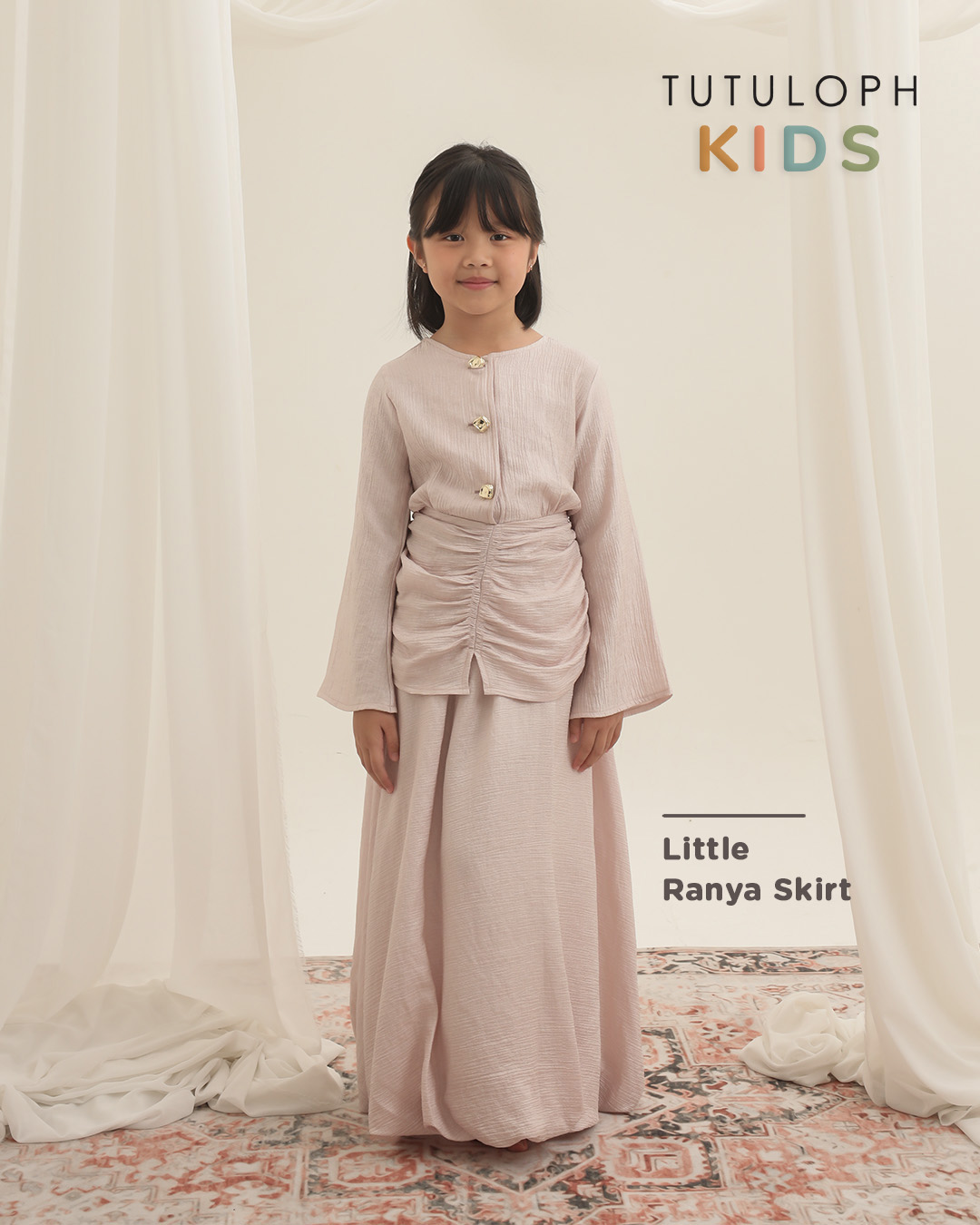 Little Ranya Skirt Kids | Rok Panjang Anak Perempuan Pinggang Karet | Bawahan Elegan Raya Collection | Usia 7-8 Tahun | TutuKids