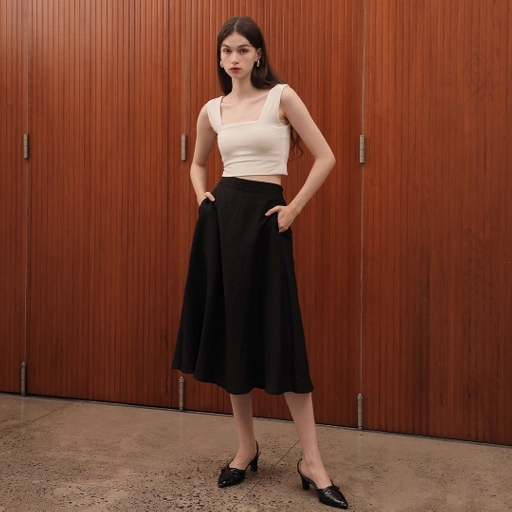 Image of [Tutuloph] Gaby Midi Skirt | Rok Midi Skirt Wanita Rok Midi Wanita Elegan & Casual | High Waist Skirt – Casual Look & Office Friendly