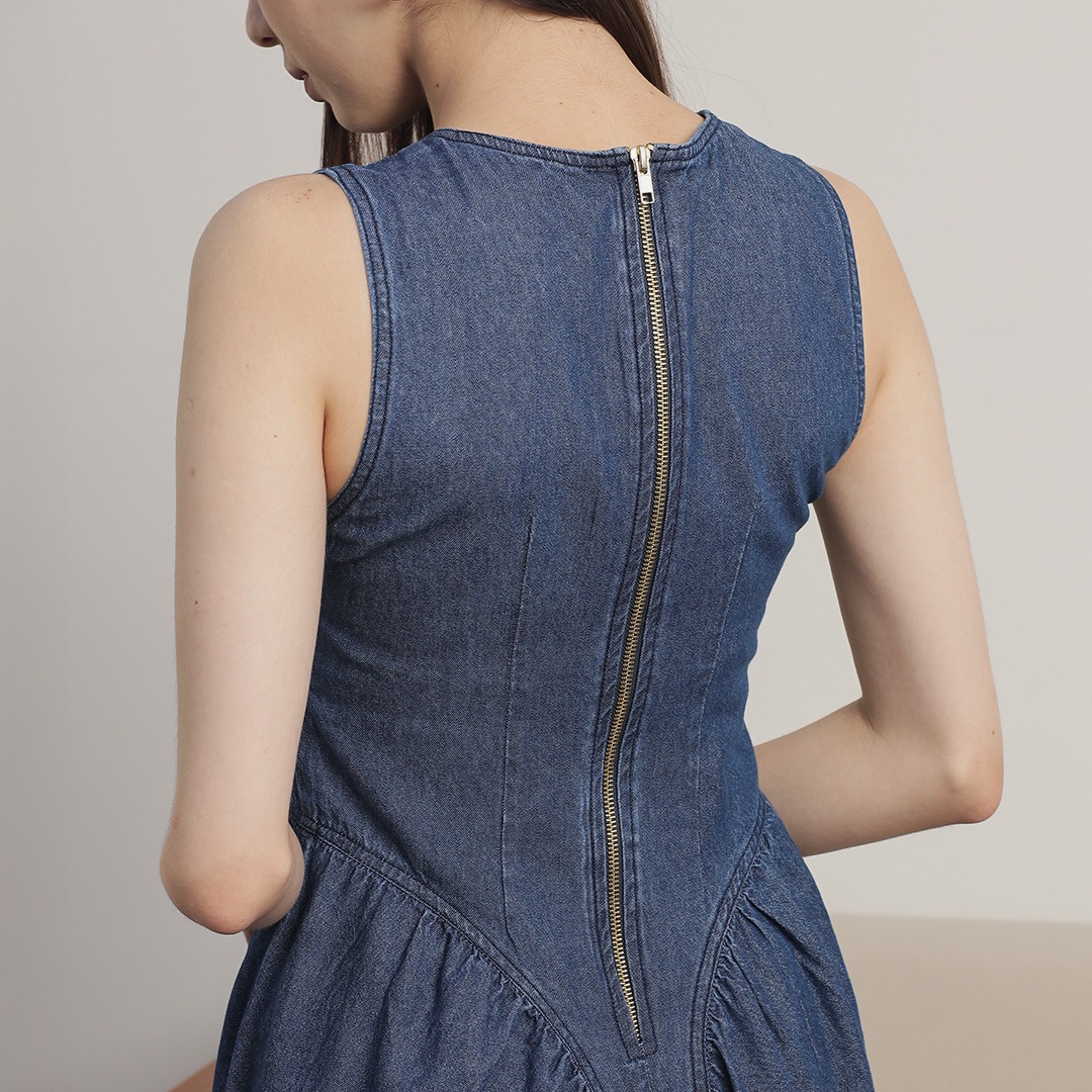 [Tutuloph] Vivian Dress | Dress Wanita Denim Jeans - Denim Collection | Terusan Kasual Dress Navy Casual Fashion Normal Bigsize
