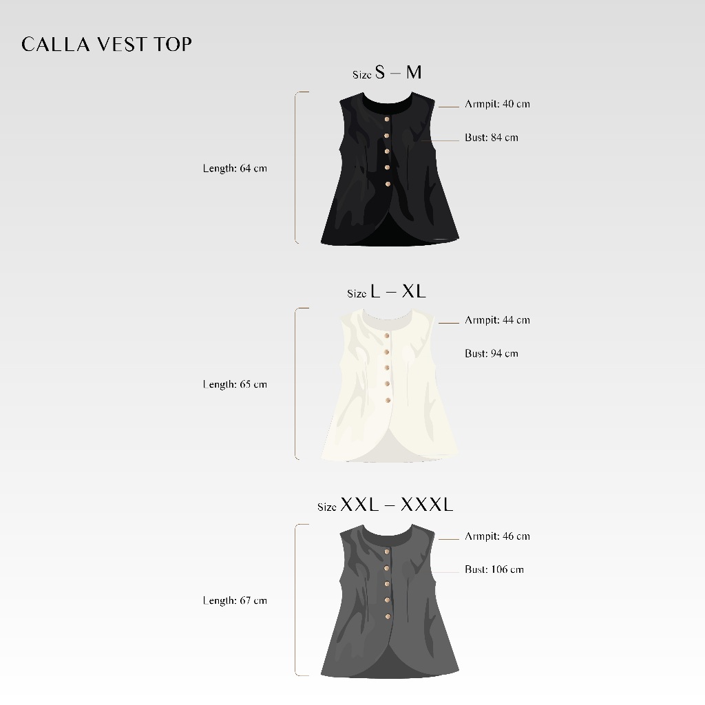 [Tutuloph] Calla Vest Top | Vest Wanita Premium Kancing Gold | Luaran Elegan & Casual – Koleksi Eksklusif Fit to Big Size