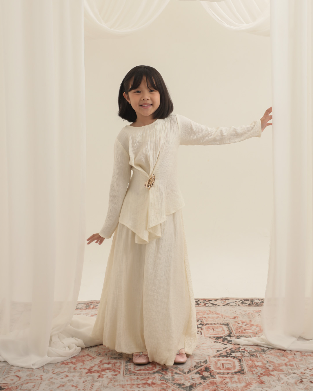 Little Ranya Skirt Kids | Rok Panjang Anak Perempuan Pinggang Karet | Bawahan Elegan Raya Collection | Usia 7-8 Tahun | TutuKids