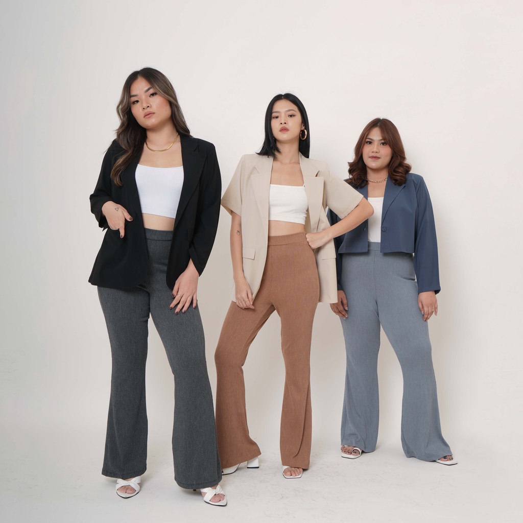 [Tutuloph] Laurel Pants | Knit Pants | Bell-bottoms Pants| Cutbray Pants Fashion Wanita Jumbo Normal Bigsize
