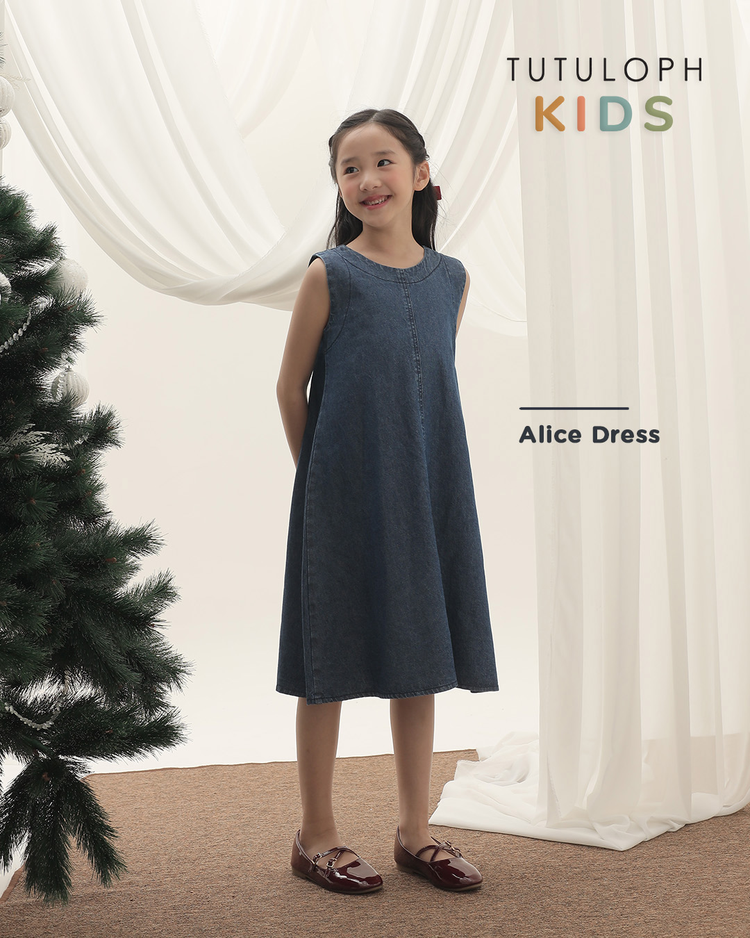 Alice Dress Kids | Dress Resleting Belakang Denim Anak Perempuan | Usia 1-8 Tahun | Dress Anak Perempuan | Fashion Anak | TutuKids