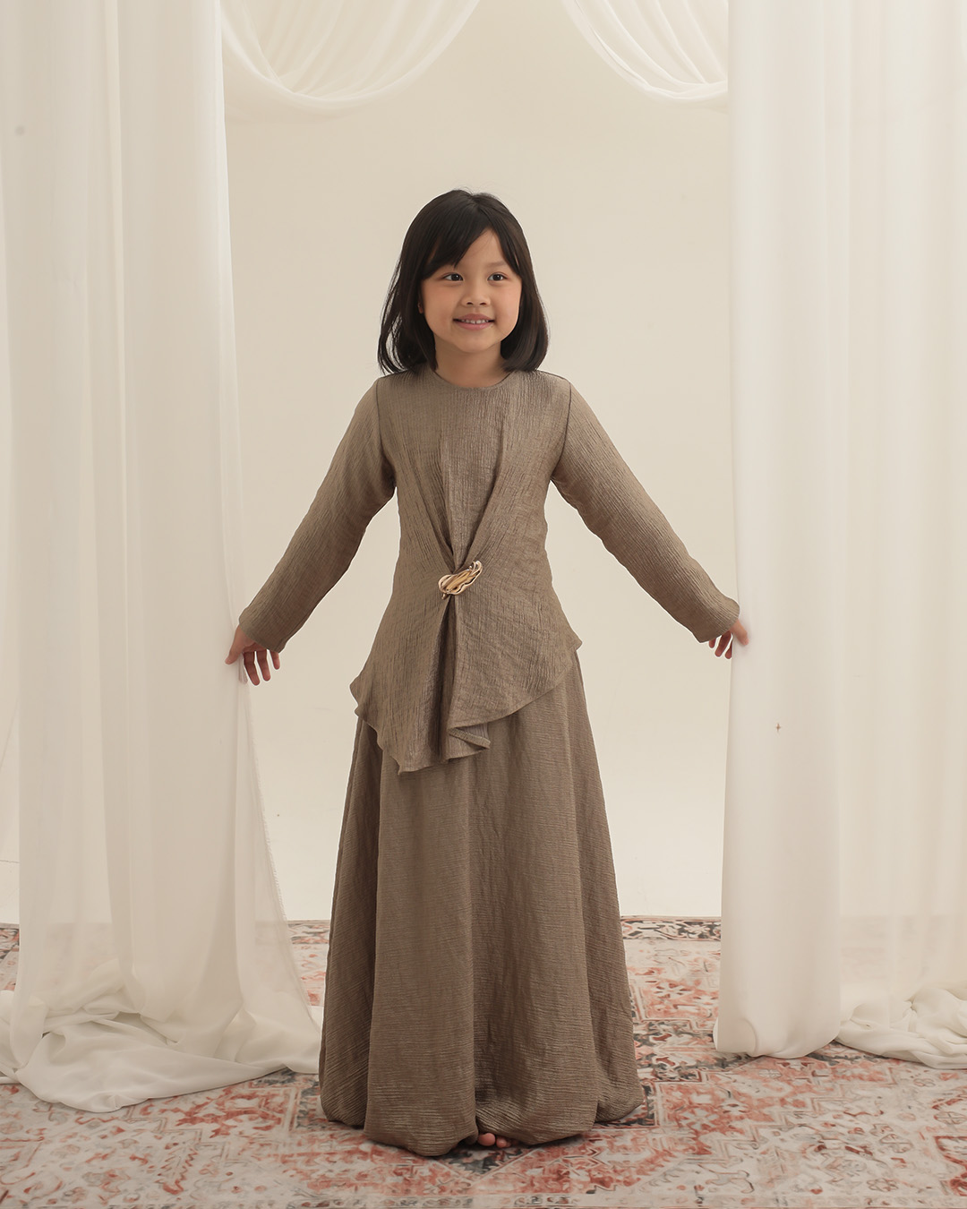 Little Ranya Skirt Kids | Rok Panjang Anak Perempuan Pinggang Karet | Bawahan Elegan Raya Collection | Usia 7-8 Tahun | TutuKids