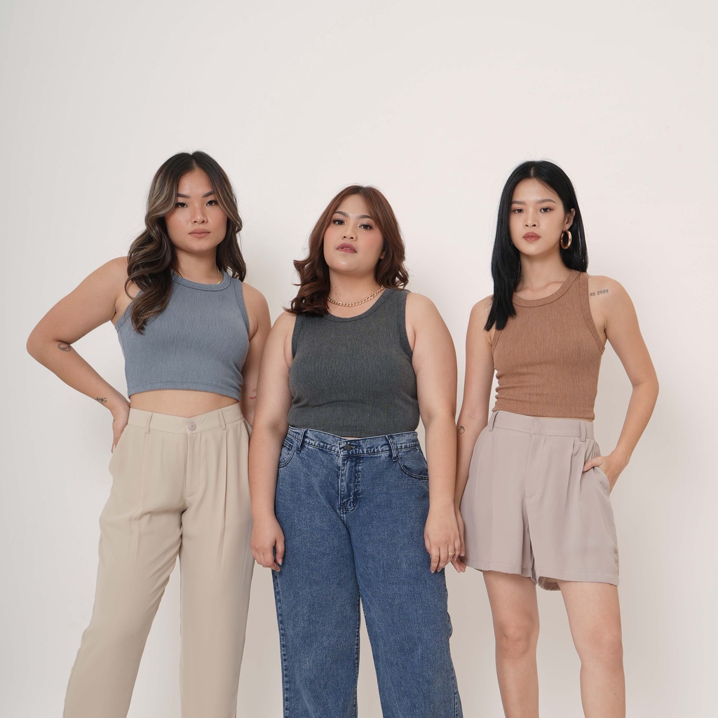 [Tutuloph] Nilo Tank | Knit Tank Top | Crop Top | Fashion Wanita Jumbo Normal Bigsize