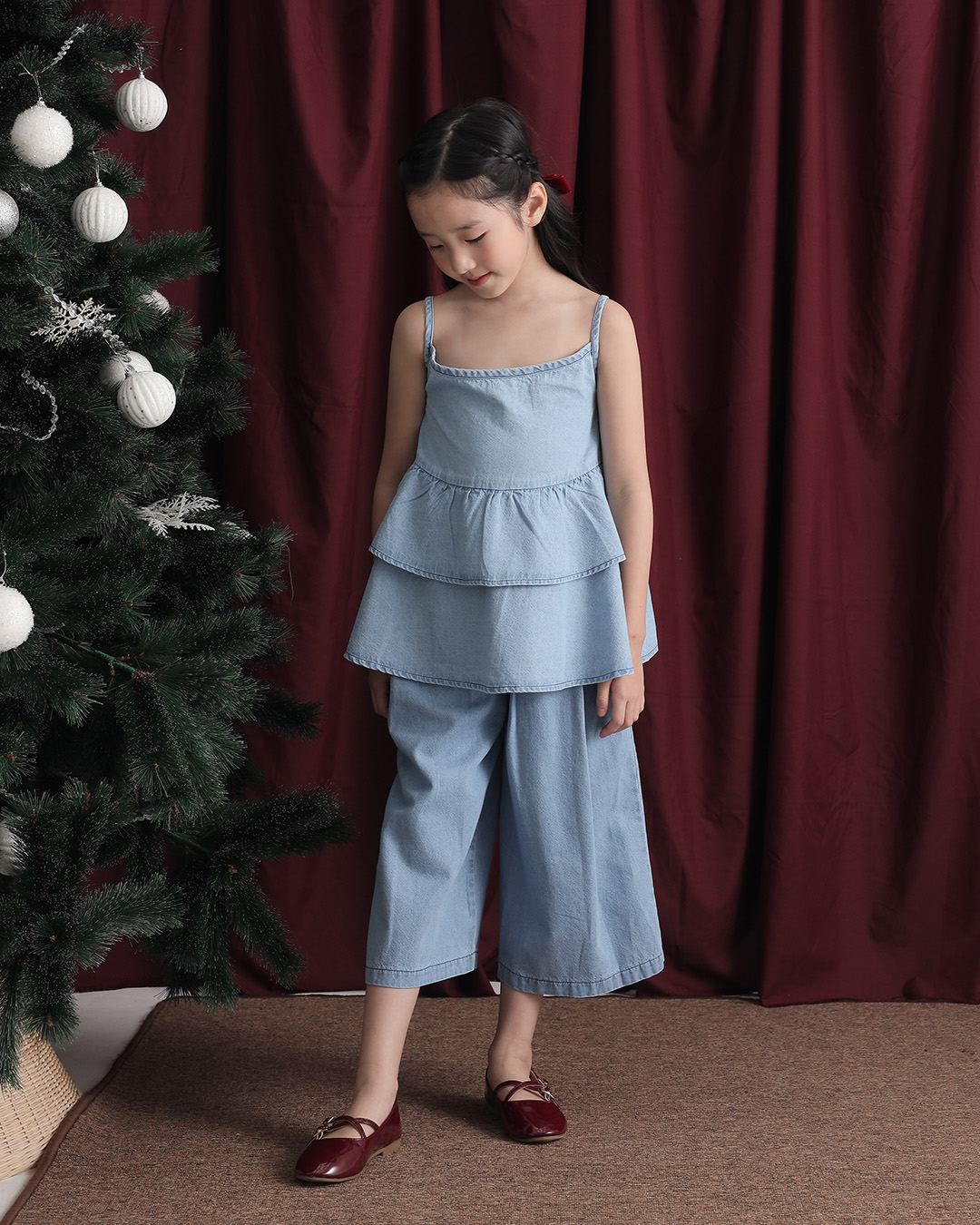 Karin Top Kids | Sleeveless Top Baju Denim Anak Perempuan | Usia 1-8 Tahun | Atasan Ruffle Jeans Anak Perempuan | Fashion Anak | TutuKids