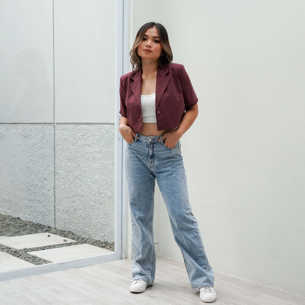 [Tutuloph] Kelly Blazer Cropped Short - Sleeve Blazer | Casual Blazer| Fashion Wanita Jumbo Normal Bigsize
