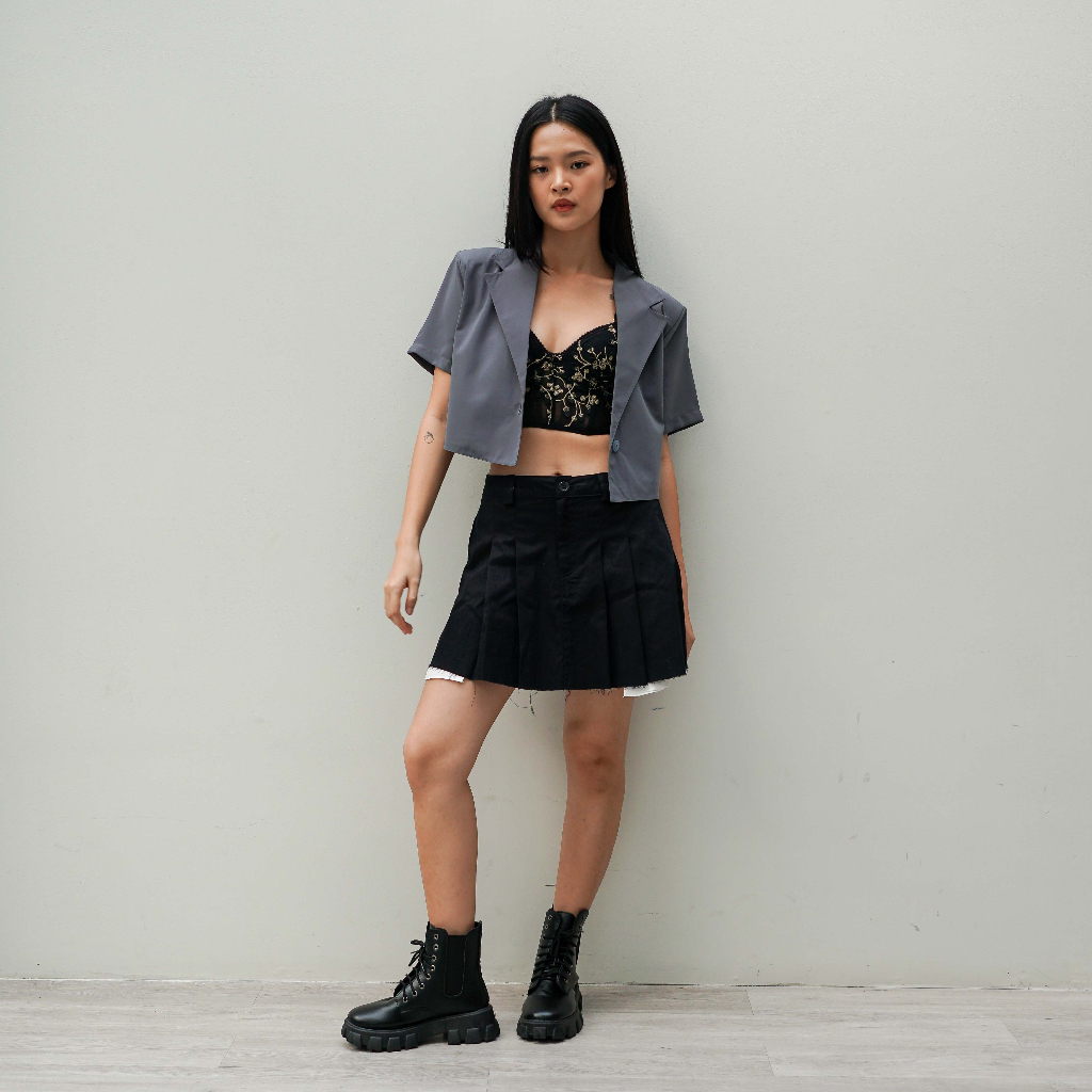 [Tutuloph] Kelly Blazer Cropped Short - Sleeve Blazer | Casual Blazer| Fashion Wanita Jumbo Normal Bigsize