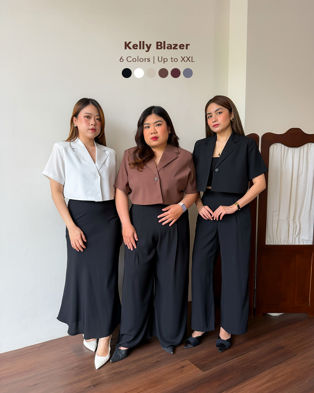 [Tutuloph] Kelly Blazer Cropped Short - Sleeve Blazer | Casual Blazer| Fashion Wanita Jumbo Normal Bigsize
