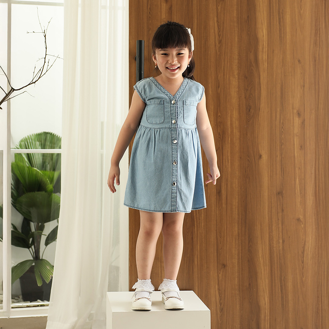 Olive Dress Kids | Dress Denim Anak Perempuan | Usia 1-10 Tahun | Baju Anak Perempuan |  Fashion Anak | TutuKids