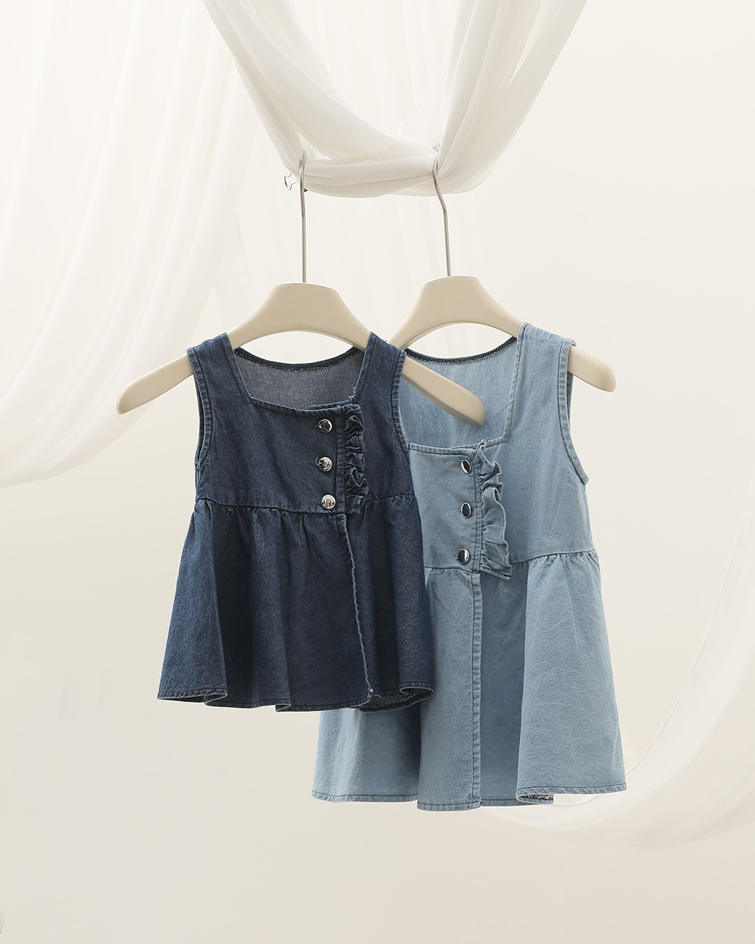 Zia Top Kids | Button Top Baju Denim Anak Perempuan | Usia 1-8 Tahun | Atasan Jeans Anak Perempuan | Fashion Anak | TutuKids