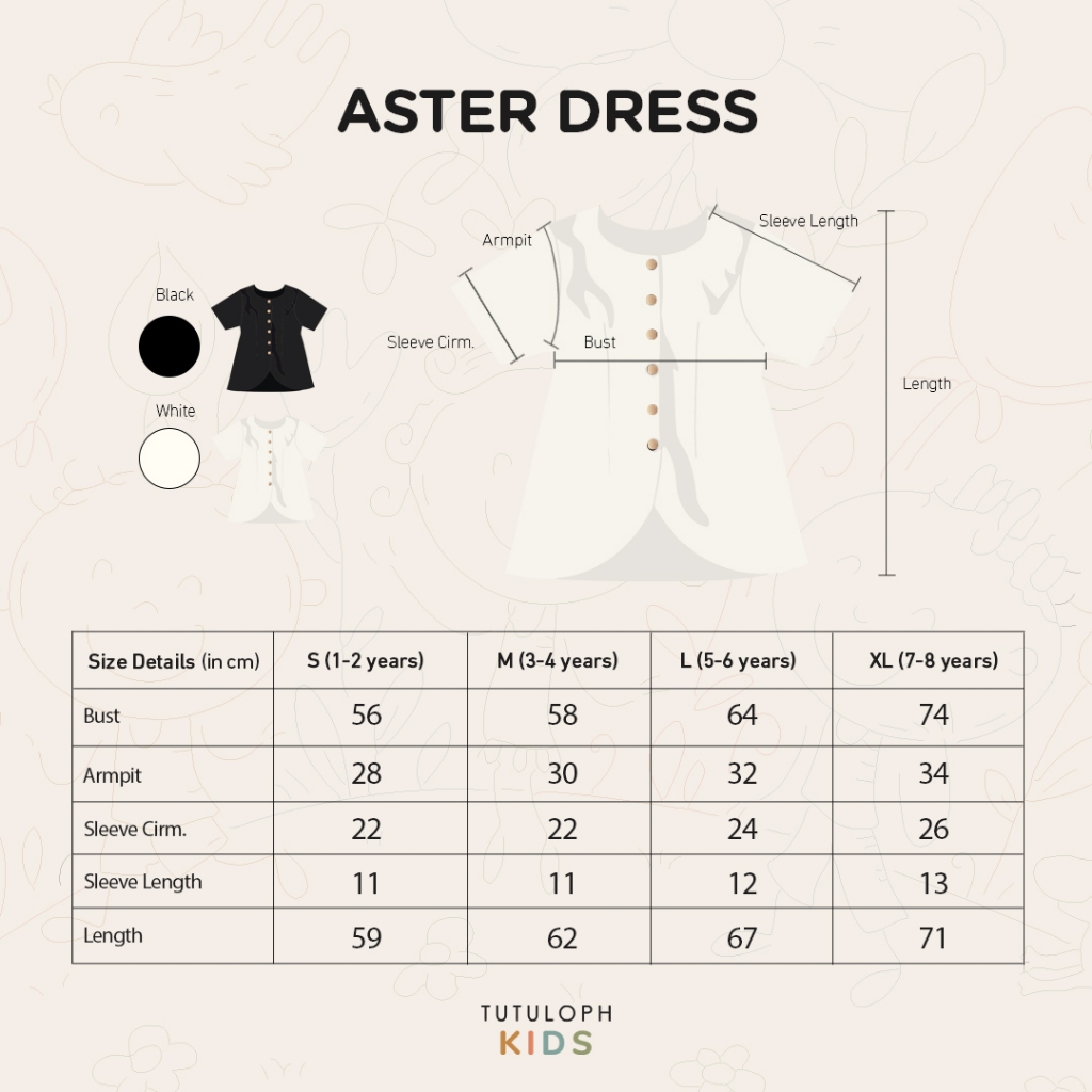 Aster Dress | Dress Anak Perempuan | Usia 1-8 Tahun | TutuKids