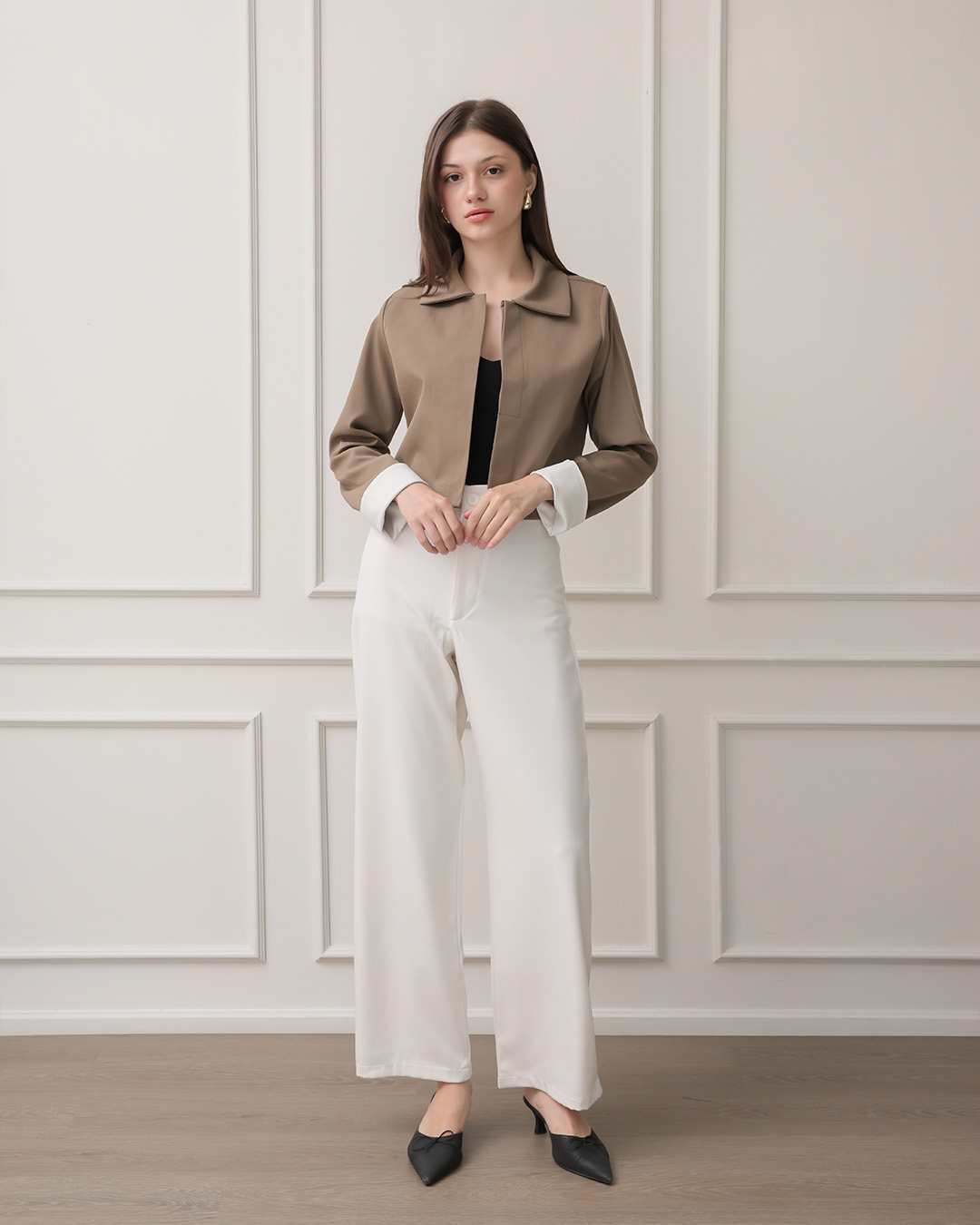 [Tutuloph] Rose Outer Top | Outer Wanita Round Neck Kerah | Atasan Wanita Lengan Panjang 2 Warna Elegan | Casual Bigsize