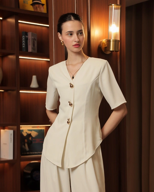 Image of [Tutuloph] Ares Blouse | Blouse Wanita V-Neck Kancing Depan | Atasan Wanita Lengan Pendek Elegan | Casual Bigsize