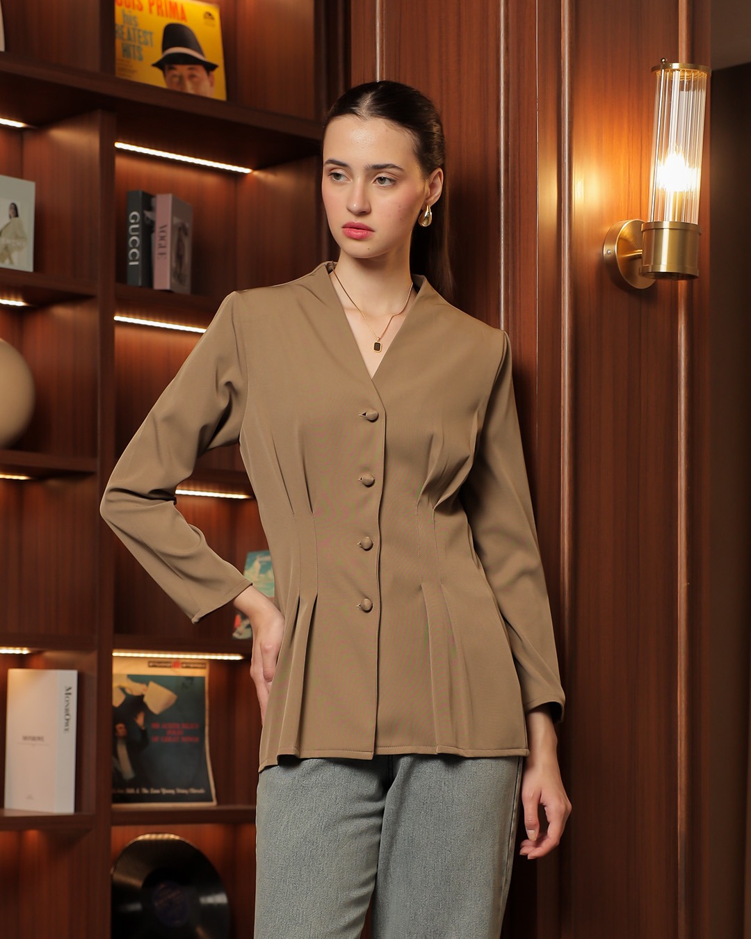 [Tutuloph] Ever Blouse | Blouse Wanita V-Neck Kancing Depan | Atasan Wanita Lengan Panjang Elegan | Casual Bigsize