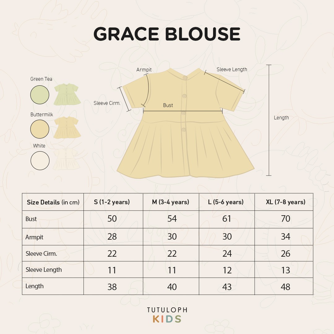 Grace Blouse | Kemeja Anak Perempuan | Usia 1-8 Tahun | Kemeja Anak | TutuKids