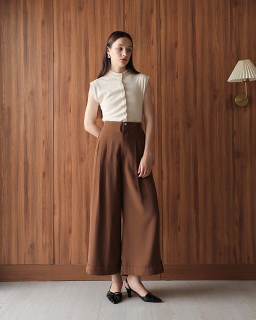 Image of [Tutuloph] Harper Pants | Celana Panjang Kulot Kancing Wanita Kasual | Casual Fashion Normal Bigsize