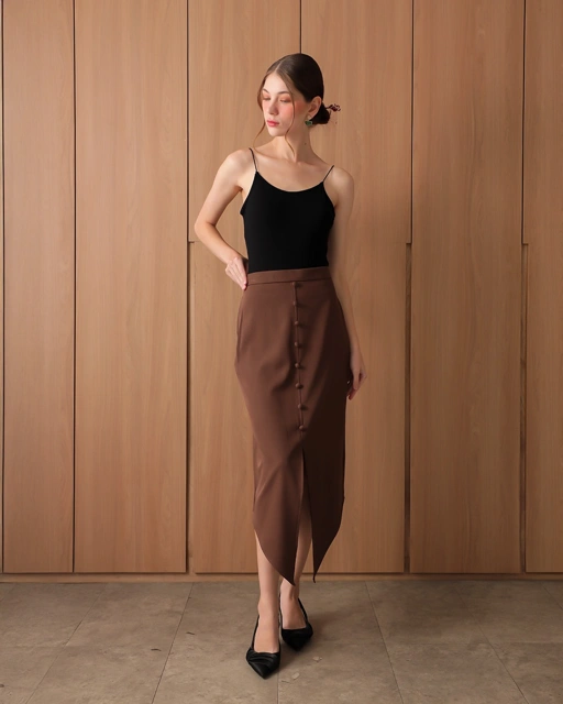 Image of [Tutuloph] Melin Skirt | Rok Wanita Kancing Depan Pinggang Karet | Bawahan Imlek Elegan | CNY Edition | Normal Big Size